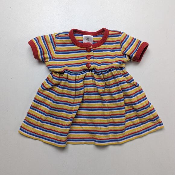 Hanna Andersson Dress Baby Girls Size 3-6m Rainbow Stripe - Picture 1 of 5
